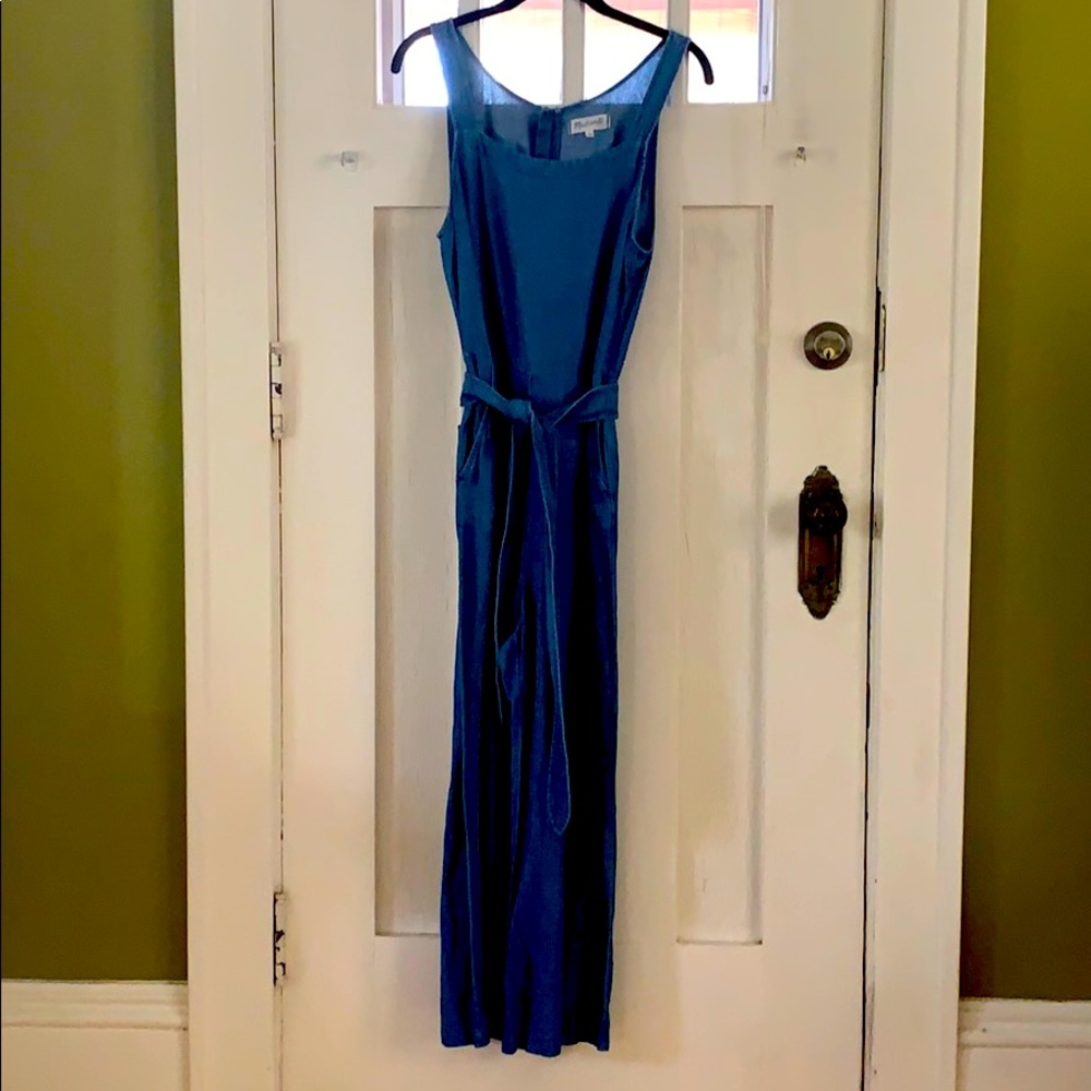 Madewell chambray wide-leg overall jumpsuit